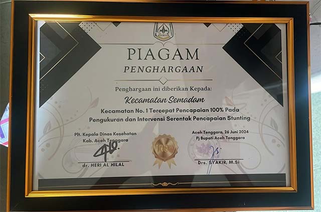 Piagam PEnghargaan Stunting